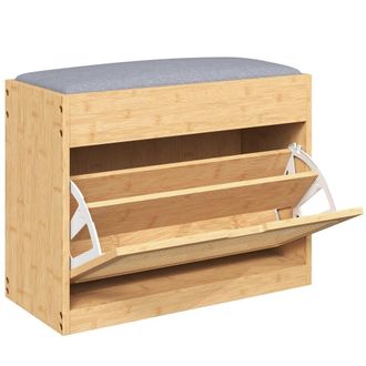 HOMCOM Banco zapatero 63x29x48 cm madera natural