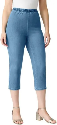 Roaman's Plus Size Comfort Stretch Capri Jean in Light Stonewash at Nordstrom, Size 12