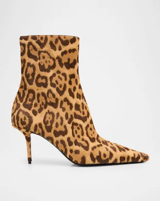 Saint Laurent 75mm Ashley Leopard Calf Hair Booties