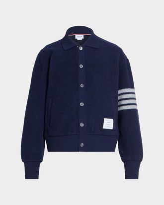 Thom Browne Men & apos;s Wool Fleece Polo Cardigan