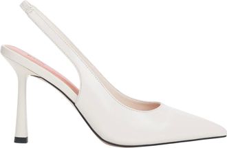 Estro & Luminara Pumps, female, White, Size: 10 US Leather Slingback Pumps