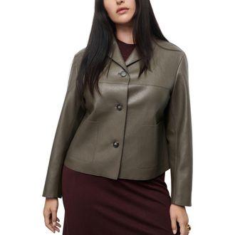 Mango Faux Leather Jacket in Dark Green at Nordstrom, Size X-Small