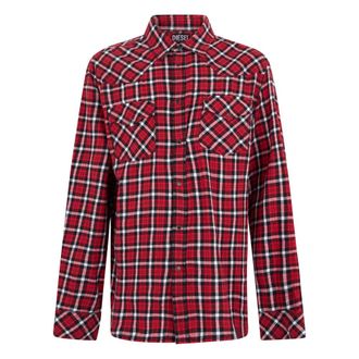 Diesel S-East Long geruit overhemd - Heren - Overhemden - Rood - Maat: 2XL Katoen