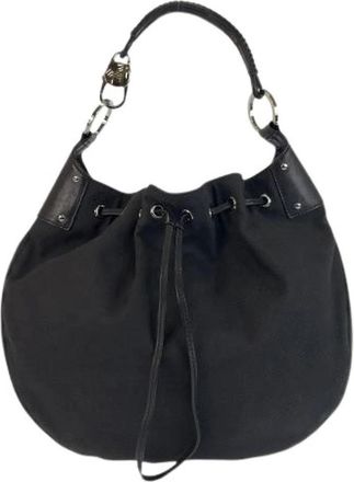 Gucci Pre-owned Nylon Leather Shoulder Bag - Dames - Vintage Tas - Zwart - ONE Size - Nylon - Vintage