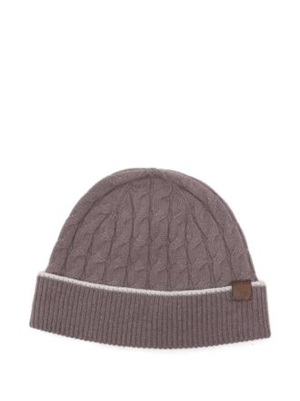 Eleventy Kabelgebreide muts - Paars