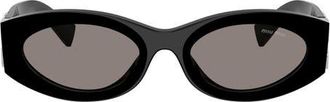 Miu Miu 54mm Rectangular Sunglasses in Black /Dark Grey at Nordstrom