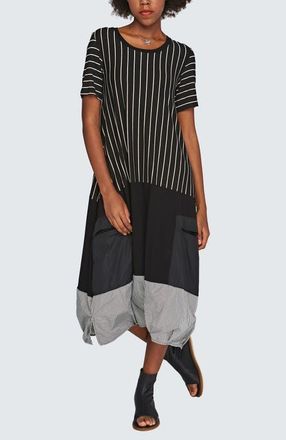 Luukaa D'Celli Lila Long Striped Viscose Jersey Dress in Black at Nordstrom, Size 8
