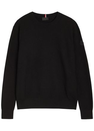 Moncler Logo-appliqu&eacute; Cotton-knit Jumper - Black - XL