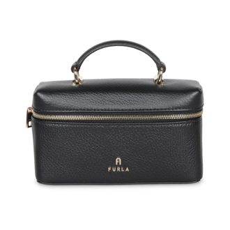 Furla Handbags, female, Black, Size: ONE SIZE Black Leather Micro Vanity Bag