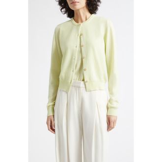 Johnstons of Elgin Iris Cashmere Crewneck Cardigan in Citron at Nordstrom, Size X-Large