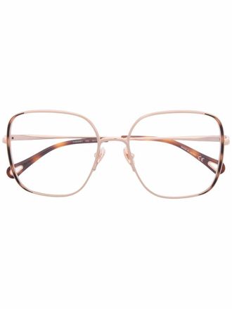 Chlo&eacute; Irene square-frame glasses - women - Acetate/Titanium - 51 - Gold
