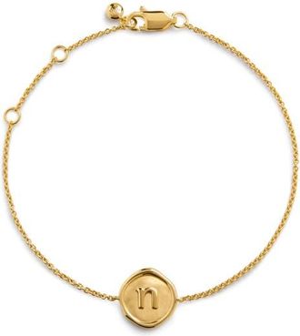 Monica Vinader Initial Stamp Charm Bracelet in 18Ct Gold Vermeil N at Nordstrom
