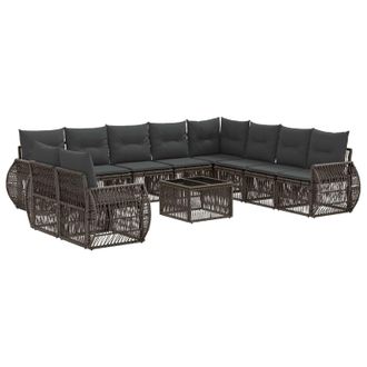 vidaXL Conjunto De Sof&aacute;s De Jard&iacute;n 11 Pcs Gris Y Gris Oscuro Vidaxl