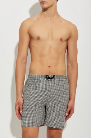 AllSaints Cruz Check Swim Shorts, Mens, Black