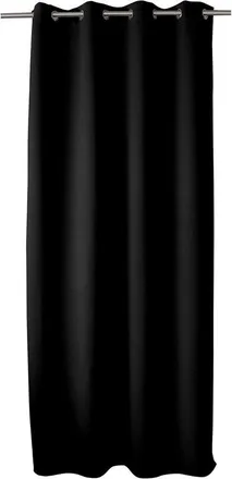 OEM Cortina Opaca - Ojales Plateados, Negra, 140x300cm, 100% Poli&eacute;ster
