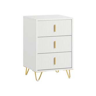 SoBuy Mesita De Noche Mesa Auxiliar Mobiliario De Sal&oacute;n Moderno Con 3 Cajones 40 X 40 X 63 Cm Fbt115-l-w Sobuy Es