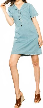 THML Clothing Short Sleeve Denim Dress In Denim Blue