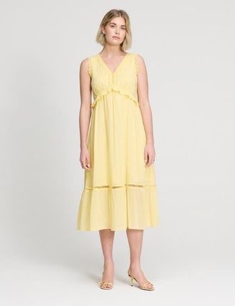 Finery Myriam Sleeveless Cotton Midi Dress in Yellow at Nordstrom, Size 10