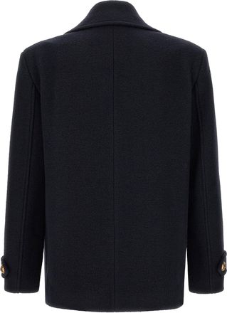 Balmain Mens Blue Virgin Wool Coat Clothing
