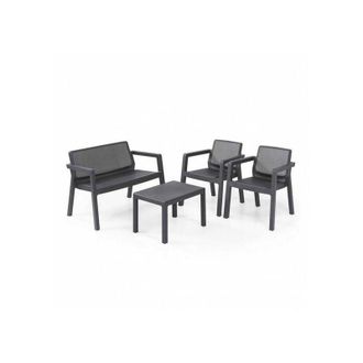 Keter Salottino da Esterno Keter Emily Lounge 4PZ in Resina con Cuscini Grafite - K247063