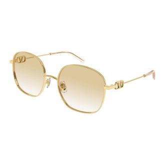 Valentino Sunglasses, female, Yellow, Size: 57 MM VLogo Geometric-frame Sunglasses