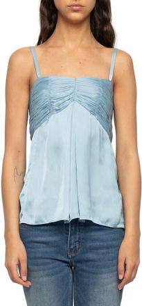 Zadig&Voltaire Cippie Pleated Satin Camisole in Sky at Nordstrom, Size X-Small