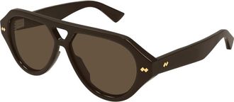 Bottega Veneta Aviator Zonnebril - unisex - Zonnebrillen - Bruin - 56 MM - Accessoires