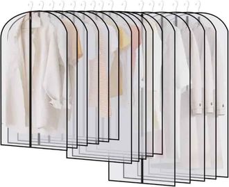 OEM Housse De V&ecirc;tement - Transparente - Fermeture &Eacute;clair - Suspendue - Anti Poussi&egrave;re - 15 Pi&egrave;ces
