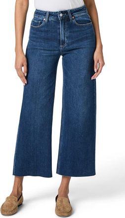 Paige Anessa High Waist Raw Hem Wide Leg Jeans in Venetian Breeze at Nordstrom, Size 29