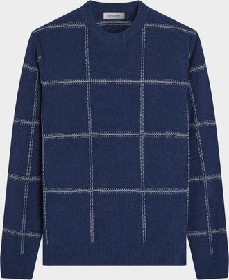 Bugatchi Men & apos;s Plaid Wool-Cotton Crewneck Sweater