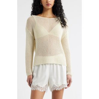 Open Edit Open Stitch Sweater in Ivory Dove at Nordstrom, Size Xx-Small