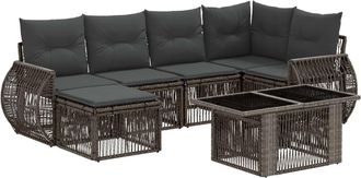 vidaXL Conjunto De Sof&aacute;s De Jard&iacute;n 7 Uds. Gris Y Gris Oscuro Vidaxl