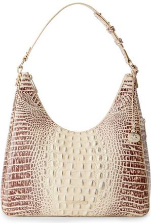 Brahmin Tabitha Croc Embossed Leather Shoulder Bag in Ginger at Nordstrom
