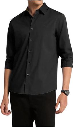 Michael Kors Stretch Katoenen Overhemd - Heren - Casual Overhemden - Zwart - XL - Katoen - Overhemden