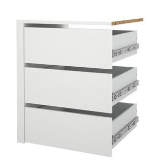 ebuy24 Cajonera catania 3 cajones armario 57cm a 120cm blanco