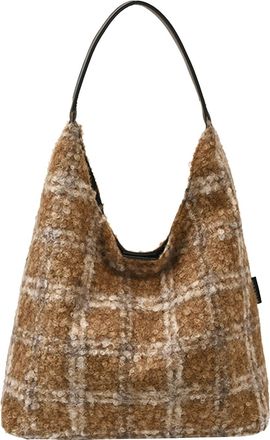 Generic Womens bag in retro design, plush check pattern, large capacity, shoulder crossbody bag for everyday use, clutch bag