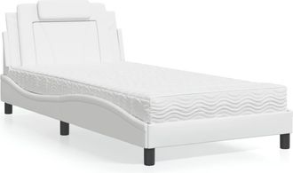 vidaXL Cama Con Colch&oacute;n Cuero Sint&eacute;tico Blanco 100x200 Cm Vidaxl