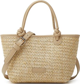 Generic Women Stylish Knit Shoulder Bag Beach Crossbody Bag Straw Tote Handbag (Brown)