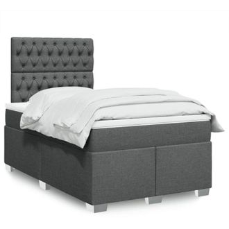 vidaXL Cama Box Spring Con Colch&oacute;n Tela Gris Oscuro 120x190 Cm Vidaxl