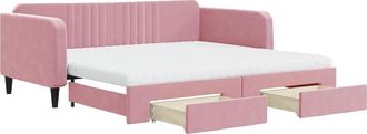 vidaXL Vidaxl - Sof&aacute; Cama Nido Con Cajones Terciopelo Rosa 100x200 Cm