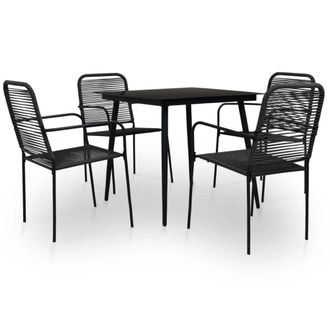 Berkfield Home 5 Piece Garden Dining Set Cotton Rope & Steel Black