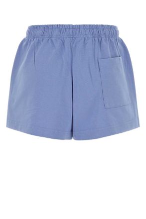 Sporty & Rich Womens Light-Blue Cotton Shorts Periwinkle Exterior