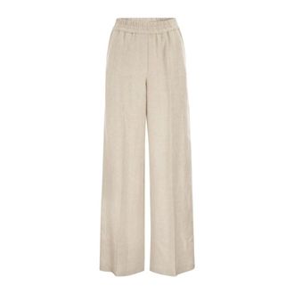 Brunello Cucinelli Brunello Cucinelli, Wide Trousers, female, Beige, Size: L Loose Track Pants