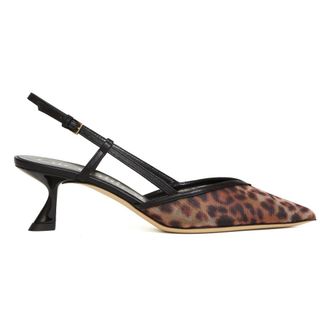 Ninalilou Pumps, female, Brown, Size: 8 1/2 US Slingback Rete Leopardo