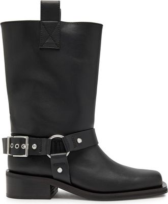 Ganni 40 Faux Leather Mid-calf Biker Boots - Black - 36 (IT36/ UK3)
