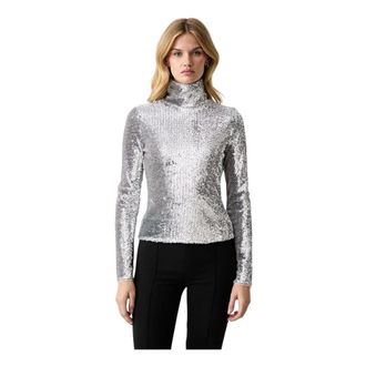 Patrizia Pepe Top a collo alto con paillettes - - Tops - Donna - Grigio - M