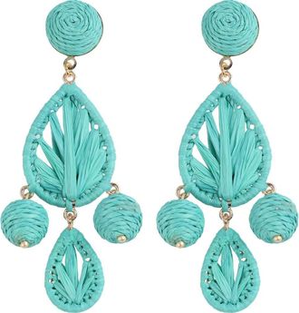 Panacea Raffia Teardrop Earrings in Turquoise at Nordstrom