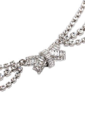 Alessandra Rich Bow and Crystal-Embellished Necklace - Silver