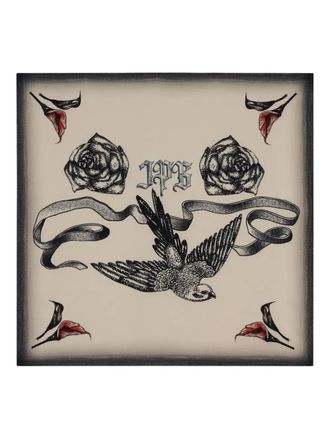 Jean Paul Gaultier bird tattoo print silk scarf - Neutrals