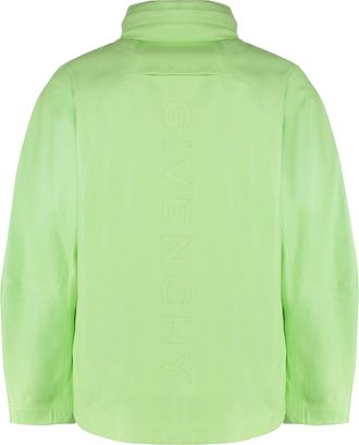 Givenchy Mens Lambskin Jacket With Zipped Pockets Green Polyester Leather